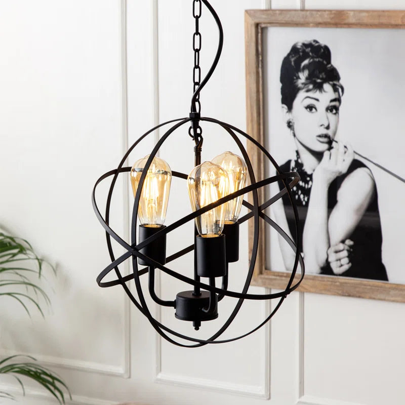 Ceiling Light Glenview 3 - Light Matt Black Sphere Pendant