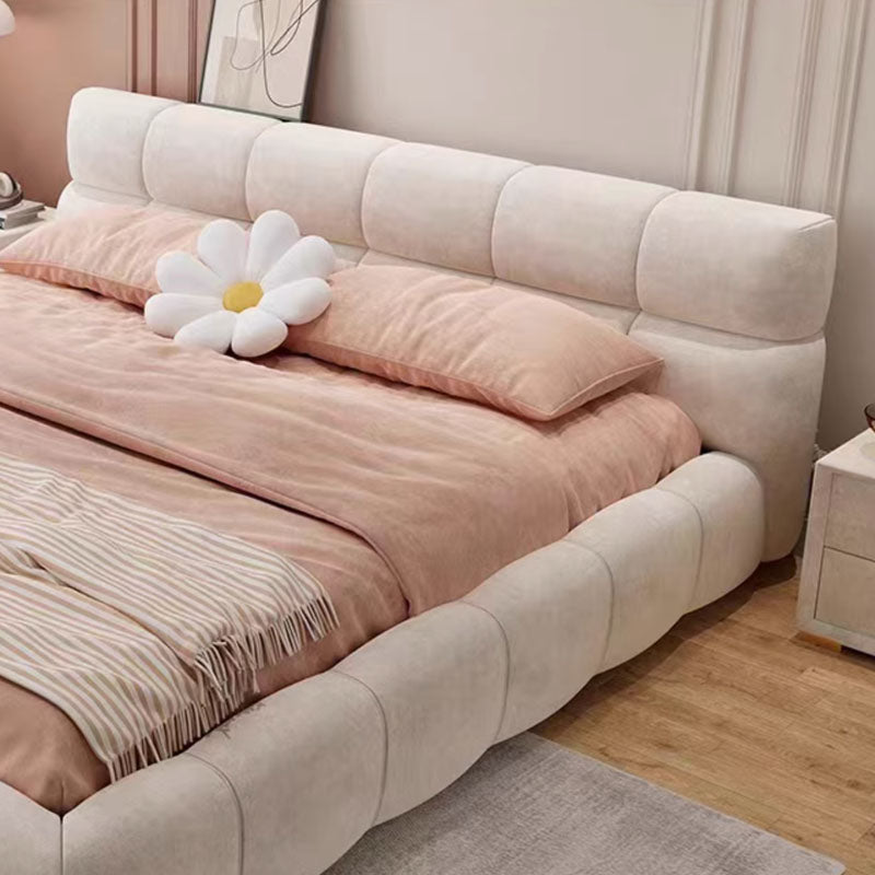 Mamie King Size Bed in Cream Velvet with Gas Lift Storage