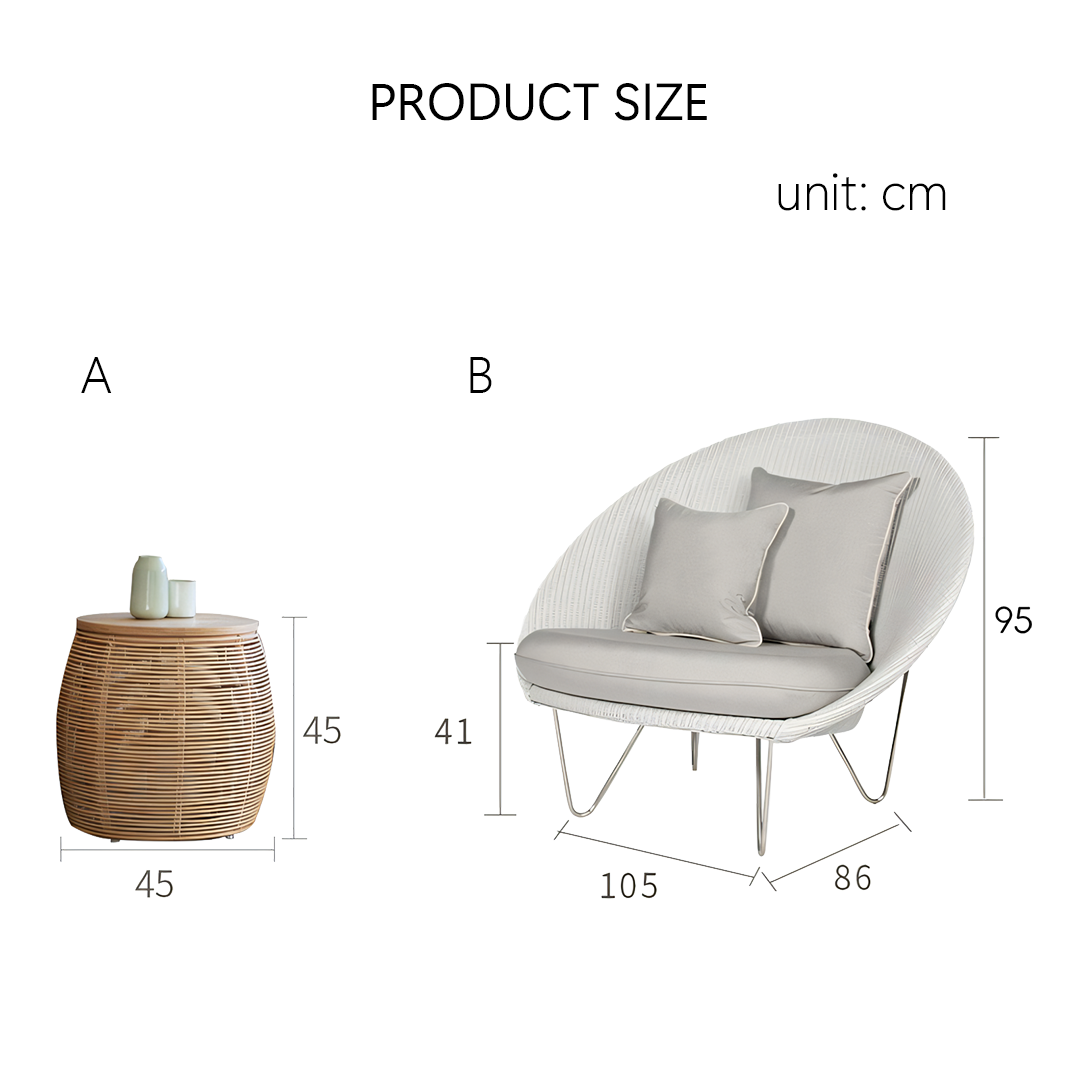 Measurement chart of a chair and side table with dimensions in centimeters.  | Extraordinary Emporium UK