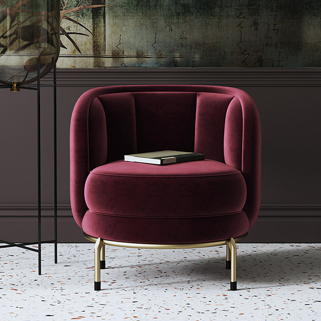 Carver Accent Lounge Chair in Purple Red Flannelette and Stainless Steel