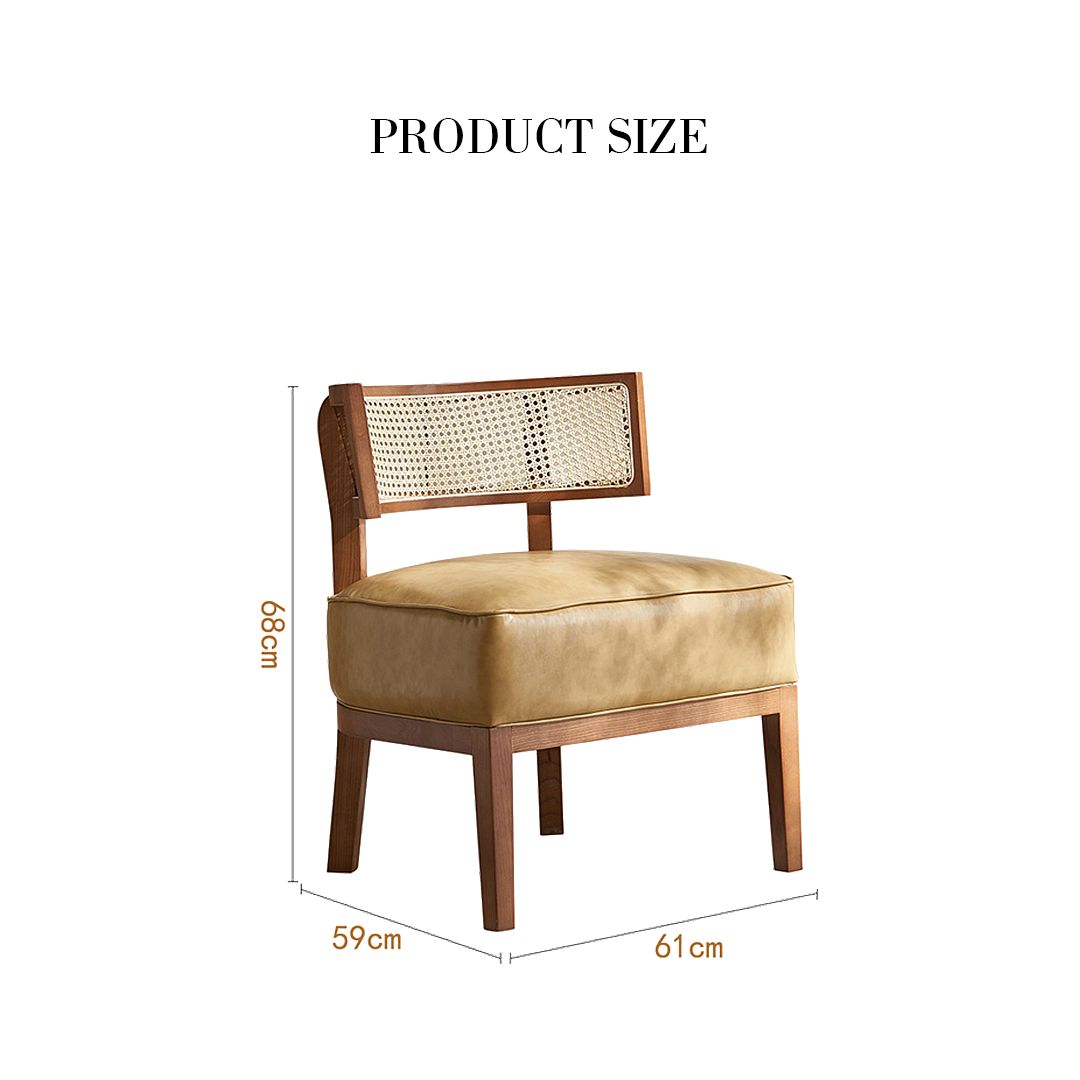 Alexa Lounge Chair for Living Room in Rattan and PU Leather