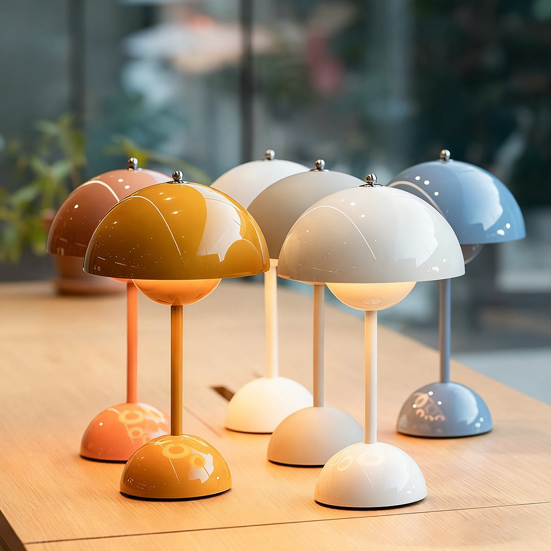 Set of colorful mini table lamps on a wooden surface Extraordinary Emporium UK