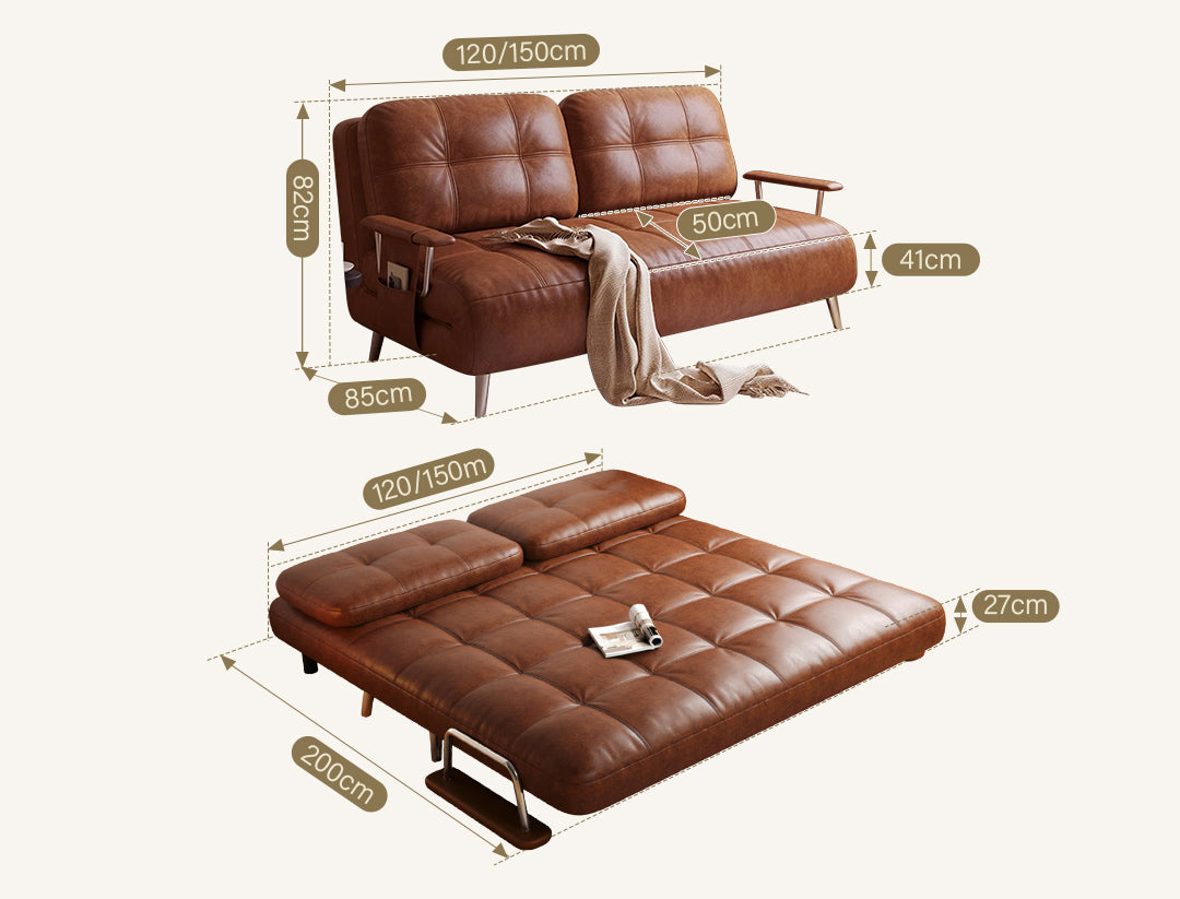 Riley Single Sofa Bed and Two Seater Sofa Bed Black or Brown Faux Leather