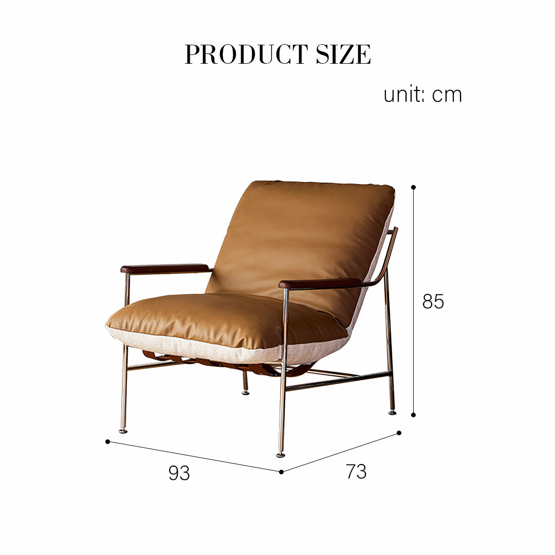 Prasad Lounge Chair Armchair with Ottoman Real Leather