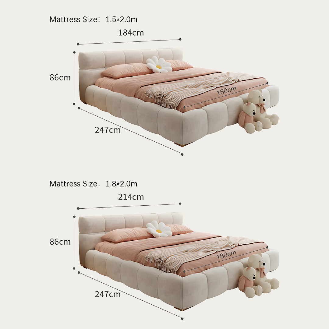 Mamie King Size Bed in Cream Velvet with Gas Lift Storage