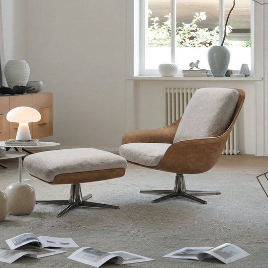 Herton Velvet Swivel Lounge Chair and Ottoman