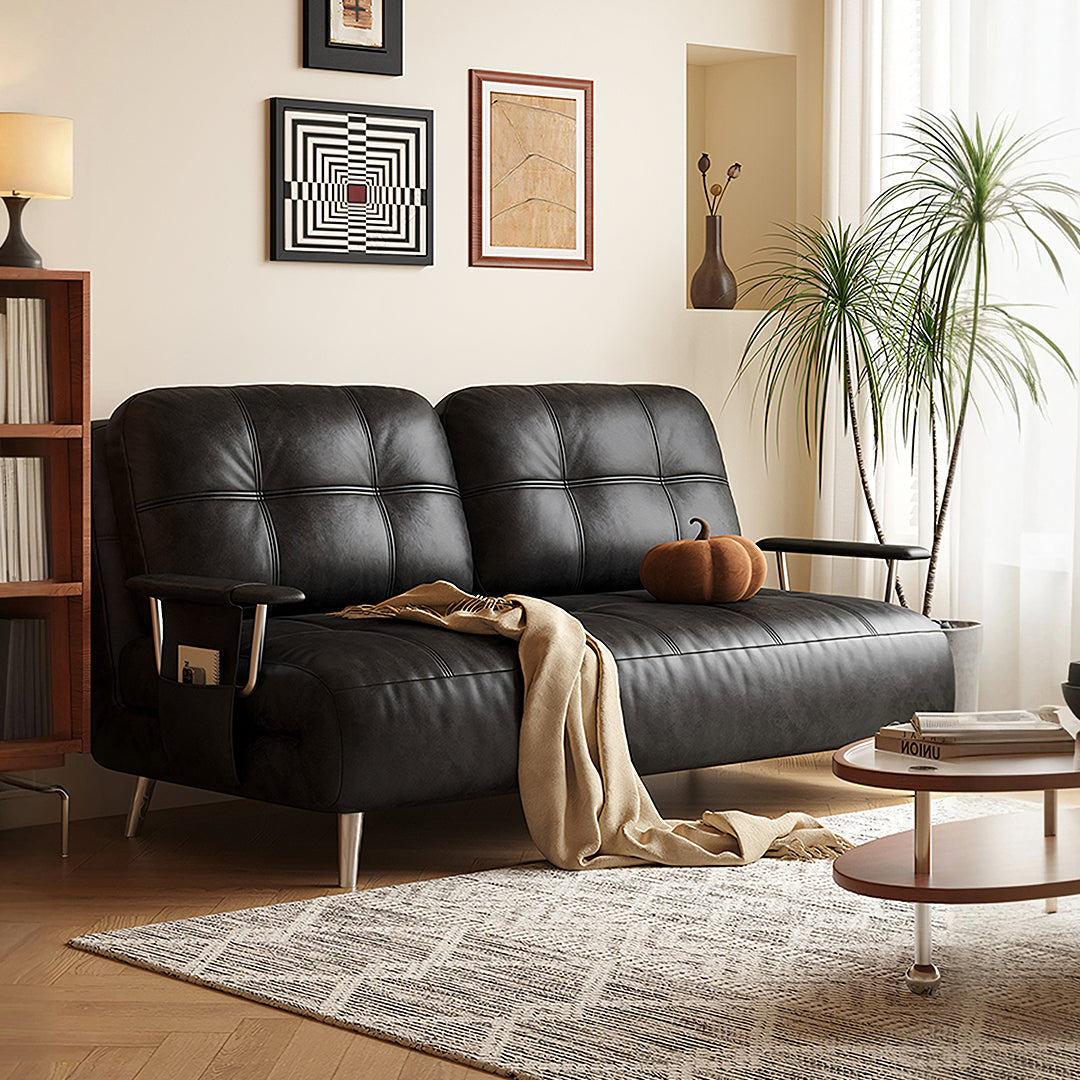 Riley Single Sofa Bed and Two Seater Sofa Bed Black or Brown Faux Leather