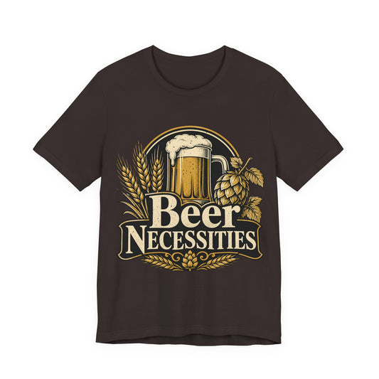 "Beer Necessities" T-Shirt — Vintage Beer Graphic Tee for Brewers & Beer Lovers