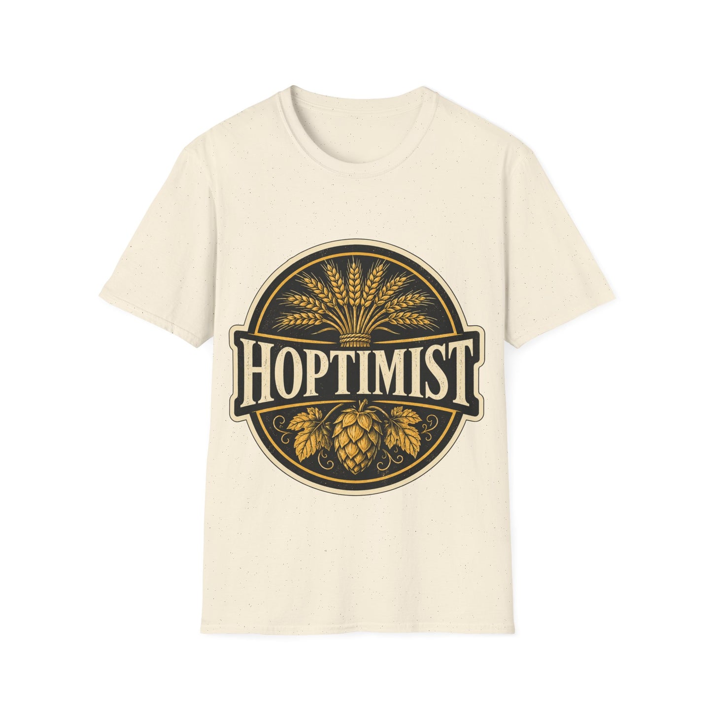 "Hoptimist" Beer Lovers T-Shirt — Vintage Hops & Wheat Brewery Design Unisex Tee