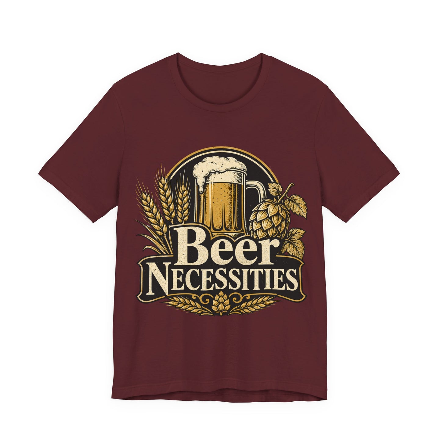 "Beer Necessities" T-Shirt — Vintage Beer Graphic Tee for Brewers & Beer Lovers