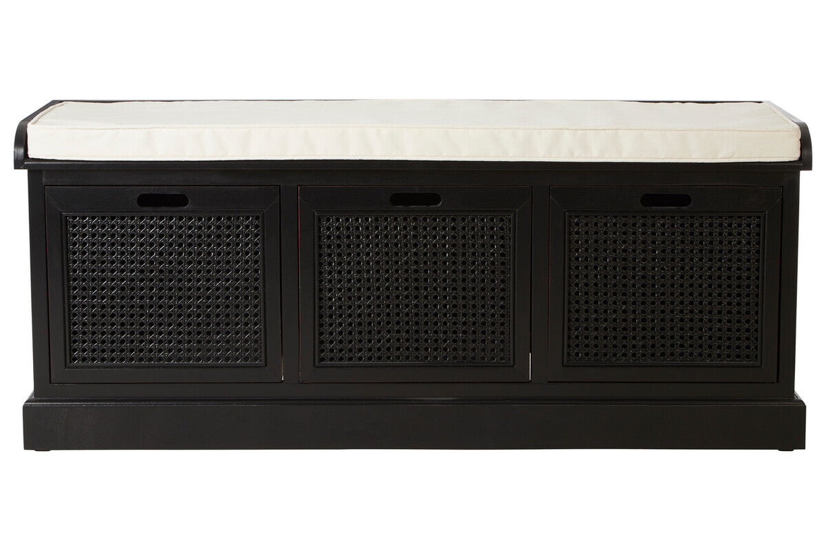 Storage Bench with Cushion | Heritage Black Three Drawers