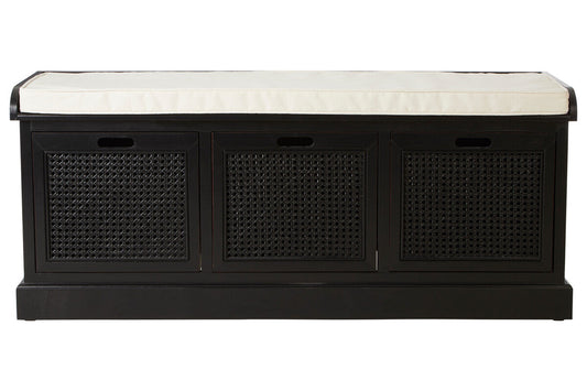 Storage Bench with Cushion | Heritage Black Three Drawers