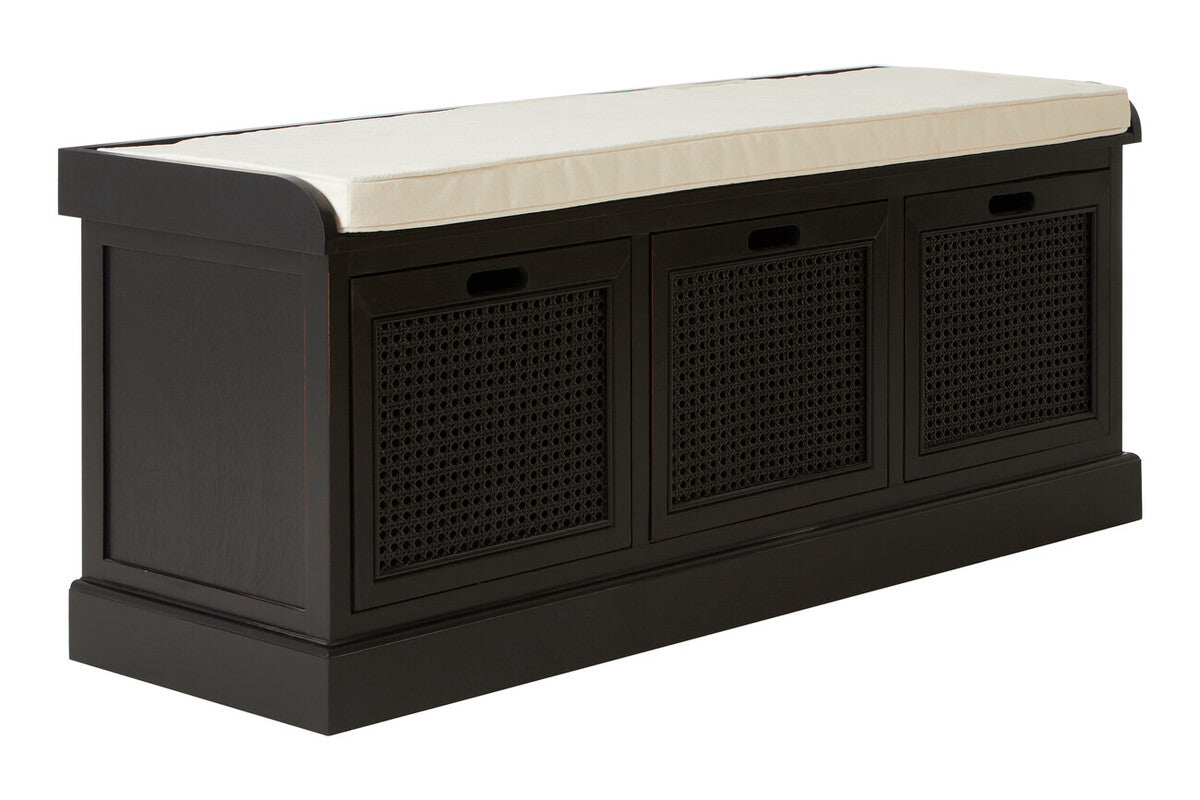 Storage Bench with Cushion | Heritage Black Three Drawers