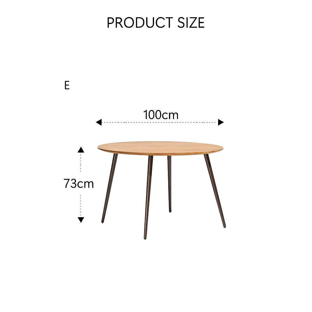 Round table with dimensions labeled on a white background