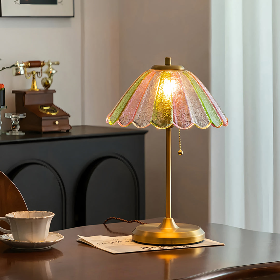 Decorative table lamp with a colorful glass shade  | Extraordinary Emporium UK