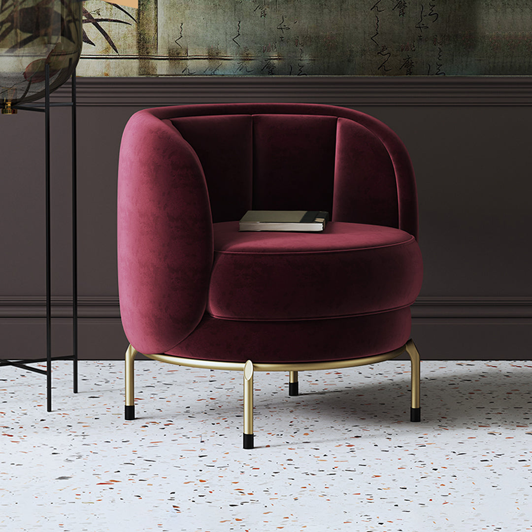 Carver Accent Lounge Chair in Purple Red Flannelette and Stainless Steel