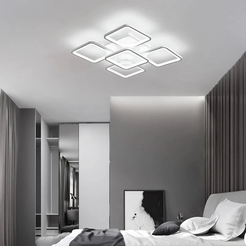 Squares Acrylic Chandelier Flausch 5-Light 60Cm Modern Ceiling Light, Dimmable LED Flush Mount with Remote, 