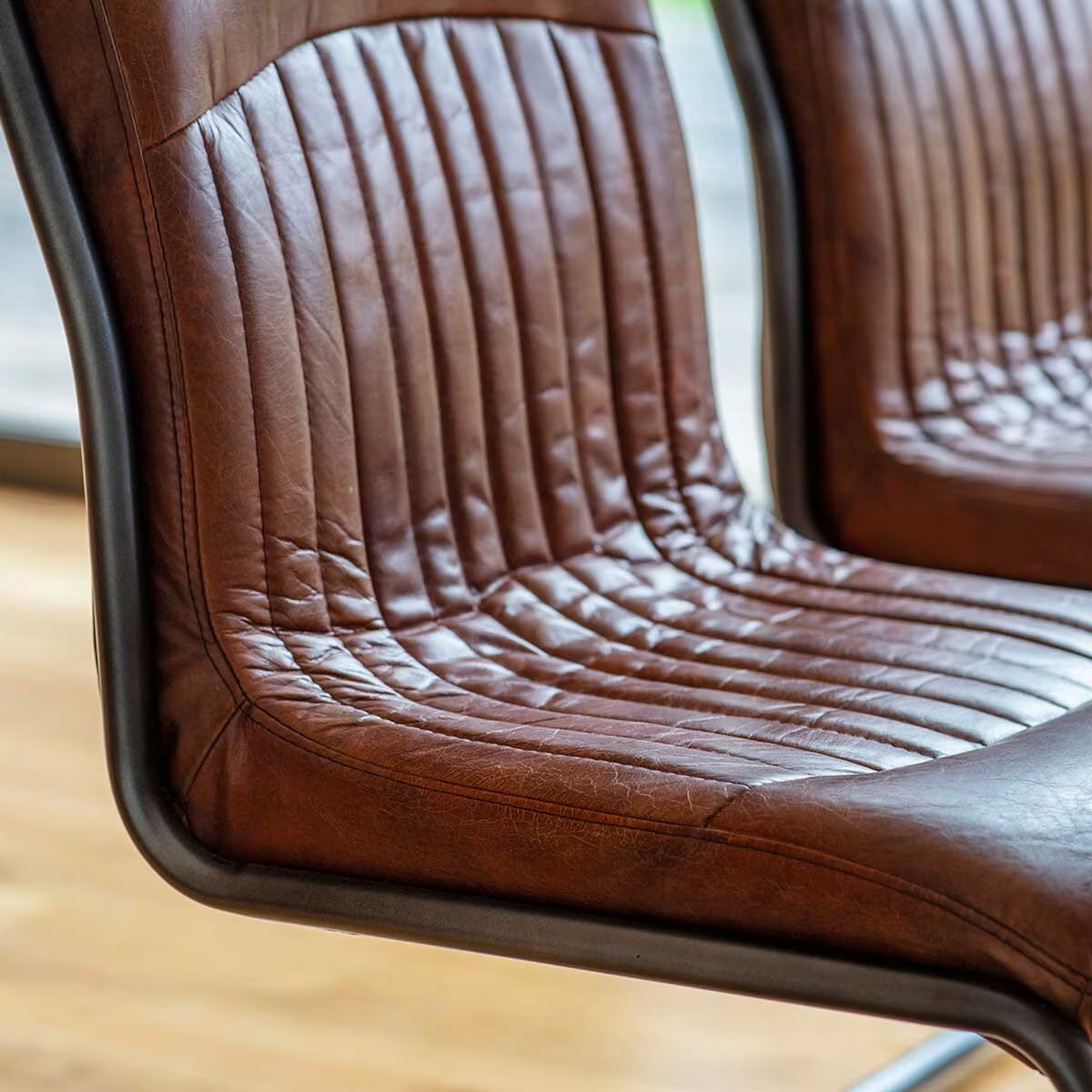 Capri Brown Leather Cantilever Dining Chair