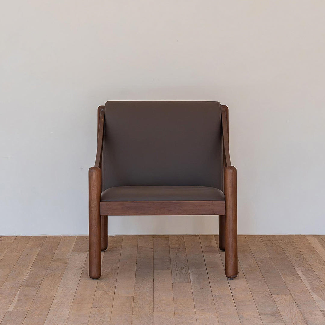 Karam Reception Lounge Chair in Solid Wood and PU Leather