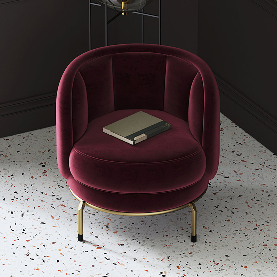 Carver Accent Lounge Chair in Purple Red Flannelette and Stainless Steel