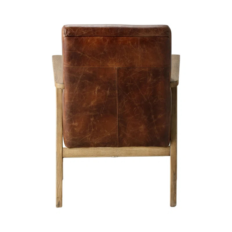 Flossy Genuine Leather Armchair Tan Mid Century Design