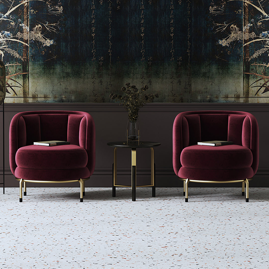 Carver Accent Lounge Chair in Purple Red Flannelette and Stainless Steel