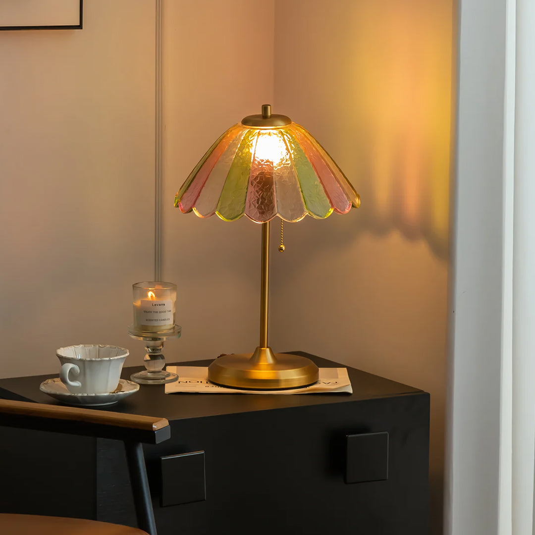 Decorative table lamp with a colorful glass shade  | Extraordinary Emporium UK