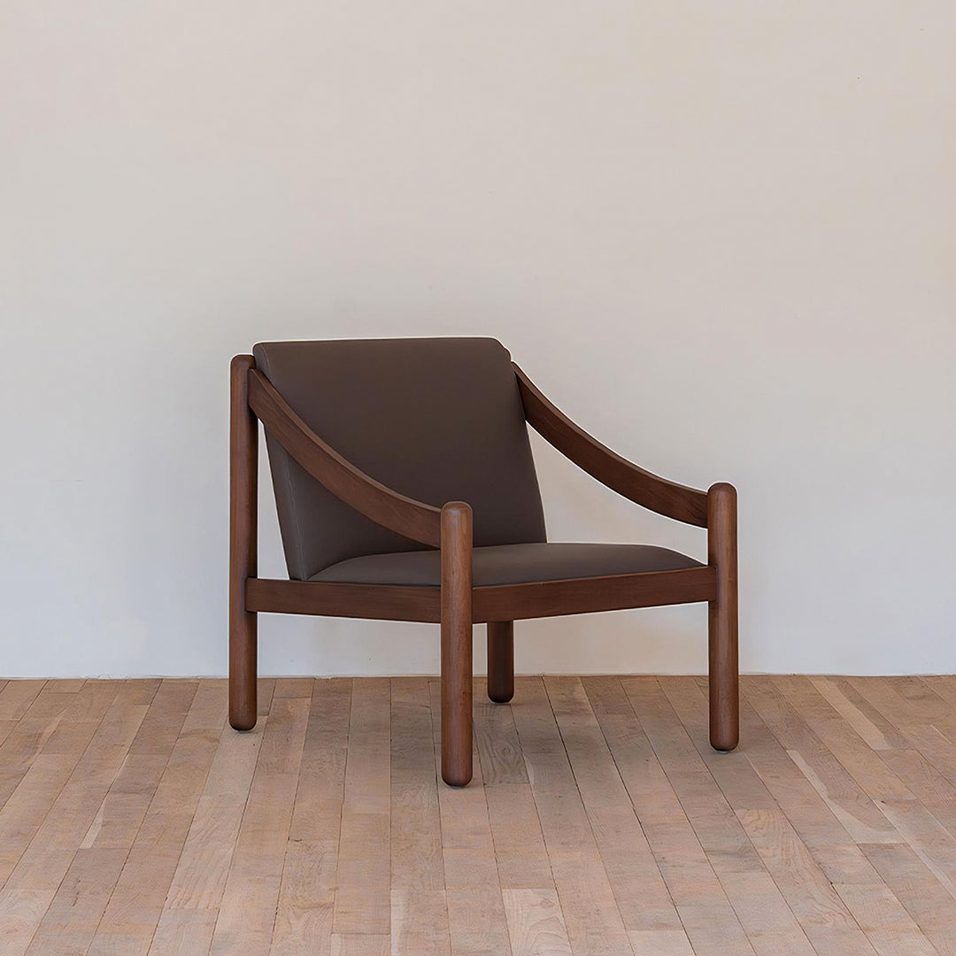 Karam Reception Lounge Chair in Solid Wood and PU Leather