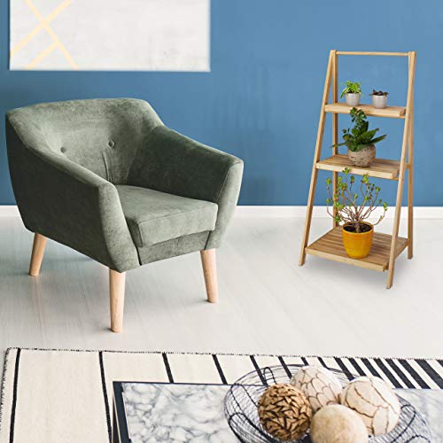 Relaxdays Bamboo Flower Stand 3 Shelves | Foldable Ladder Shelf
