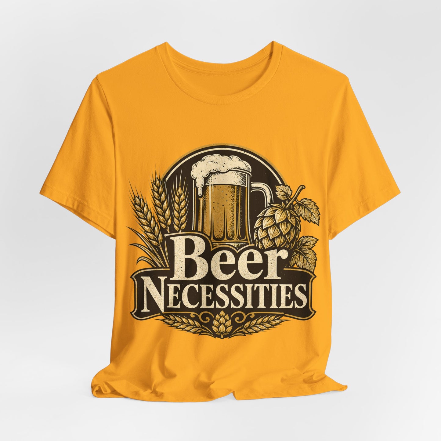 "Beer Necessities" T-Shirt — Vintage Beer Graphic Tee for Brewers & Beer Lovers
