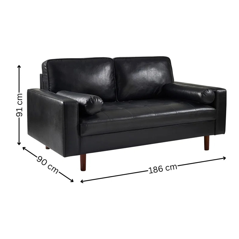 3 seat Faux Leather Sofa Altmann 187Cm Round Arm 