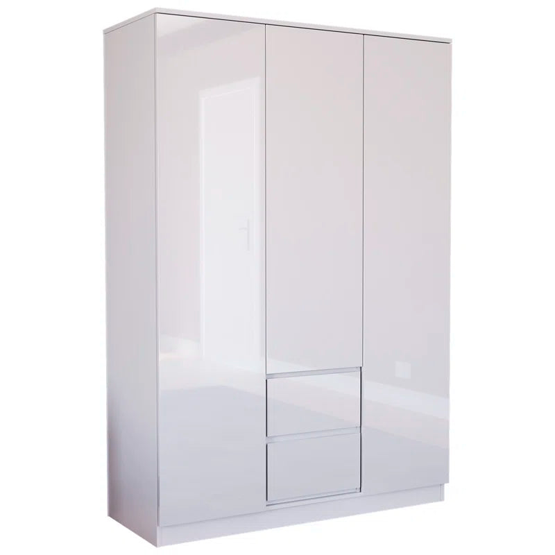 Oslo 3 Door 2 Drawer High Gloss Wardrobe, (FSC 100%) Bedroom Home Clothing Storage Furniture