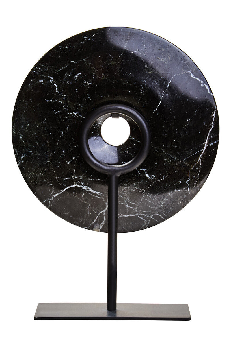 Salmo Small Black Marble Round Dia 20cm Disc Sculpture