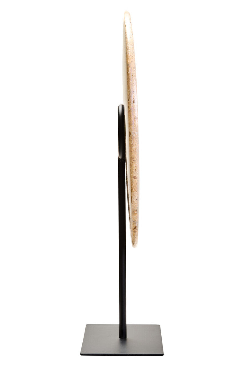 Zoro Large Natural Speckled Marble Round Dia 30cm Disc Sculpture