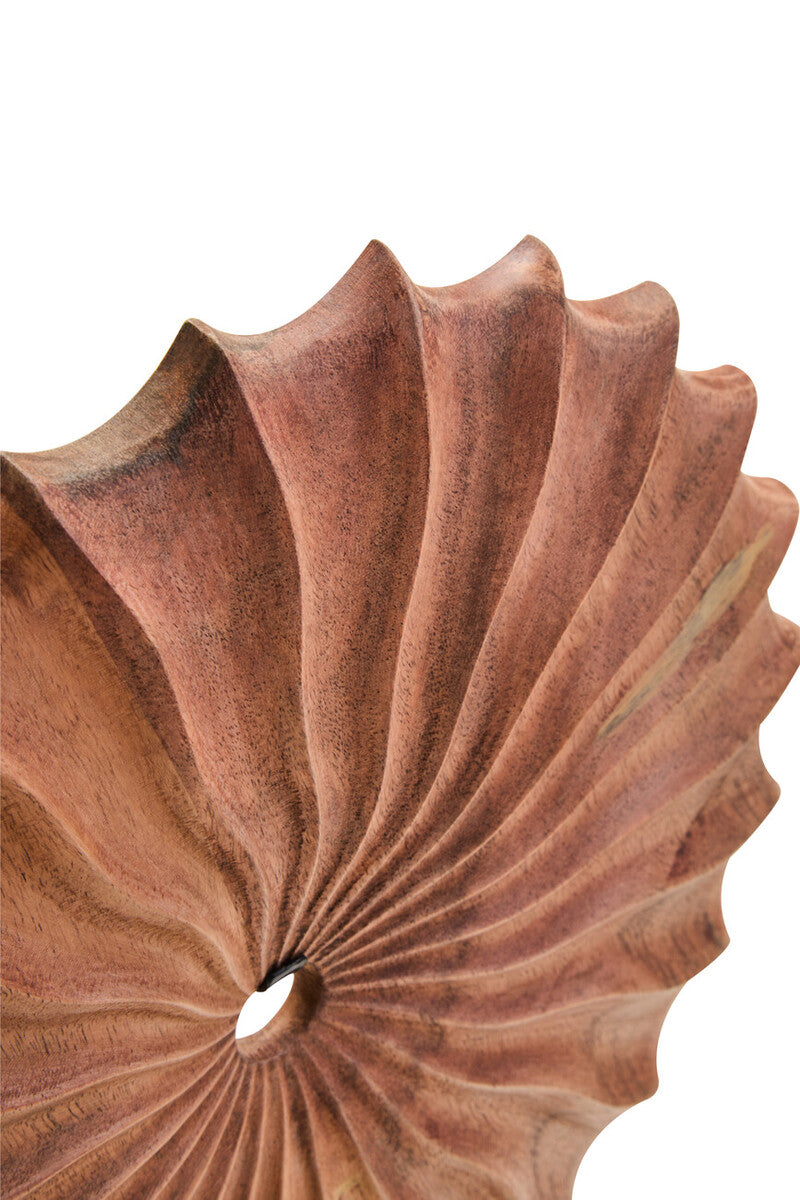 Westo Natural Wood Round Sculpture with Travertine Base