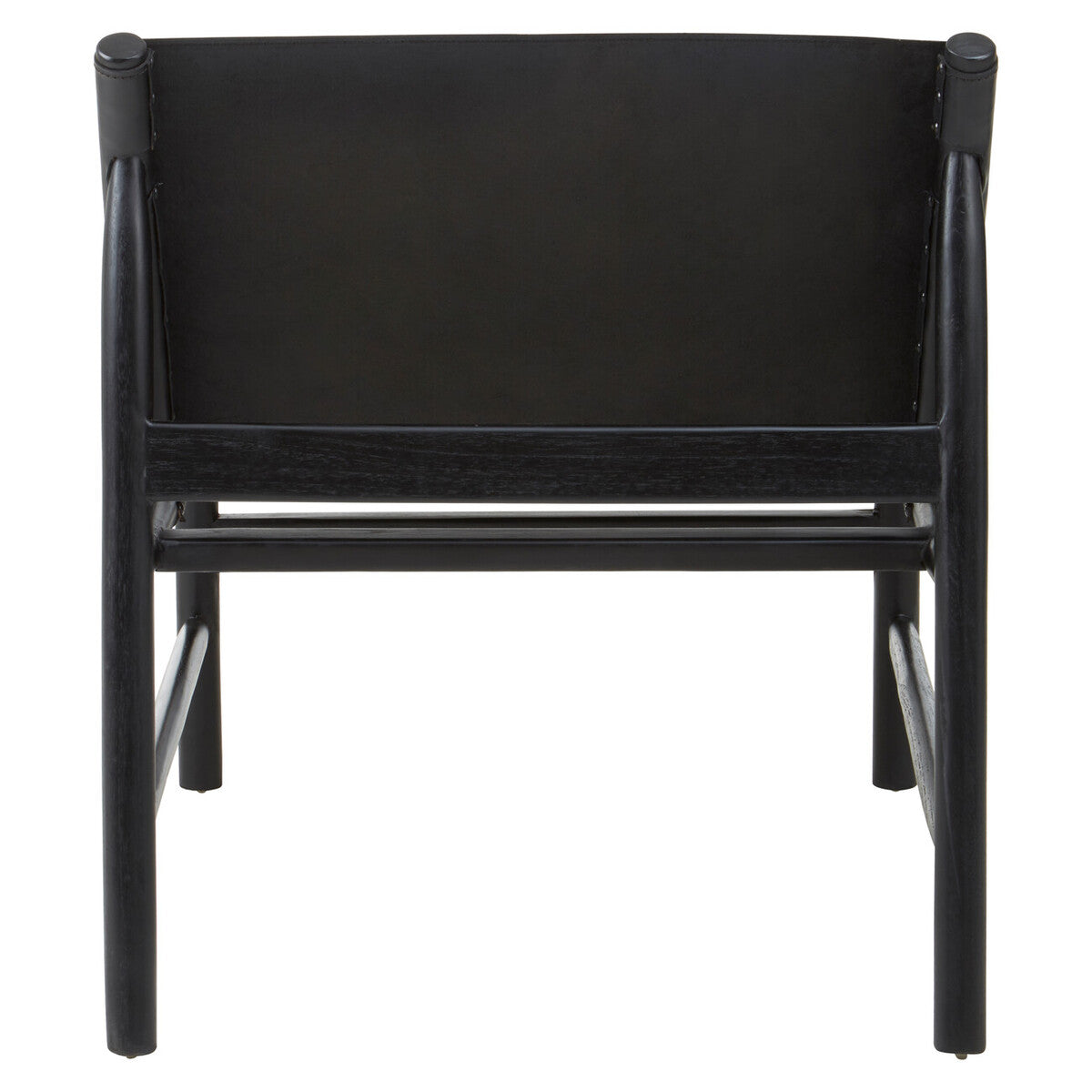 Kendari Black Leather and Teak Modern Sling Chair | Statement Piece