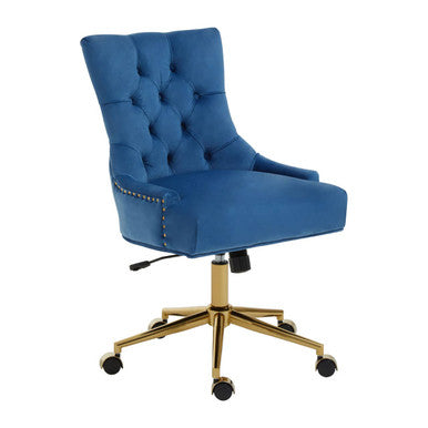 Anita Blue Velvet and Gold Home Office Gaming Chair Shop Online UK