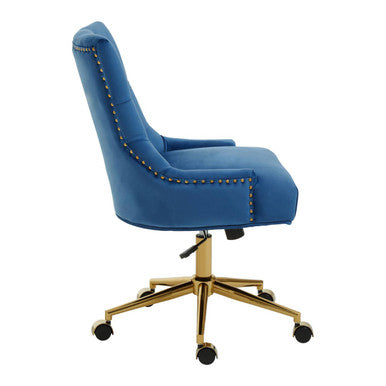 Anita Blue Velvet and Gold Home Office Gaming Chair Shop Online UK