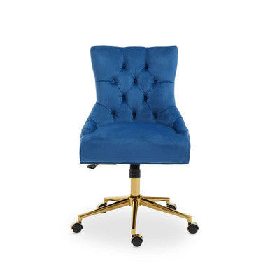 Anita Blue Velvet and Gold Home Office Gaming Chair Shop Online UK