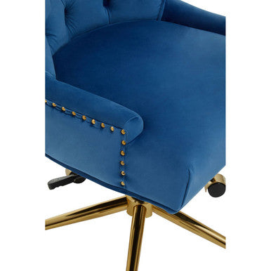 Anita Blue Velvet and Gold Home Office Gaming Chair Shop Online UK