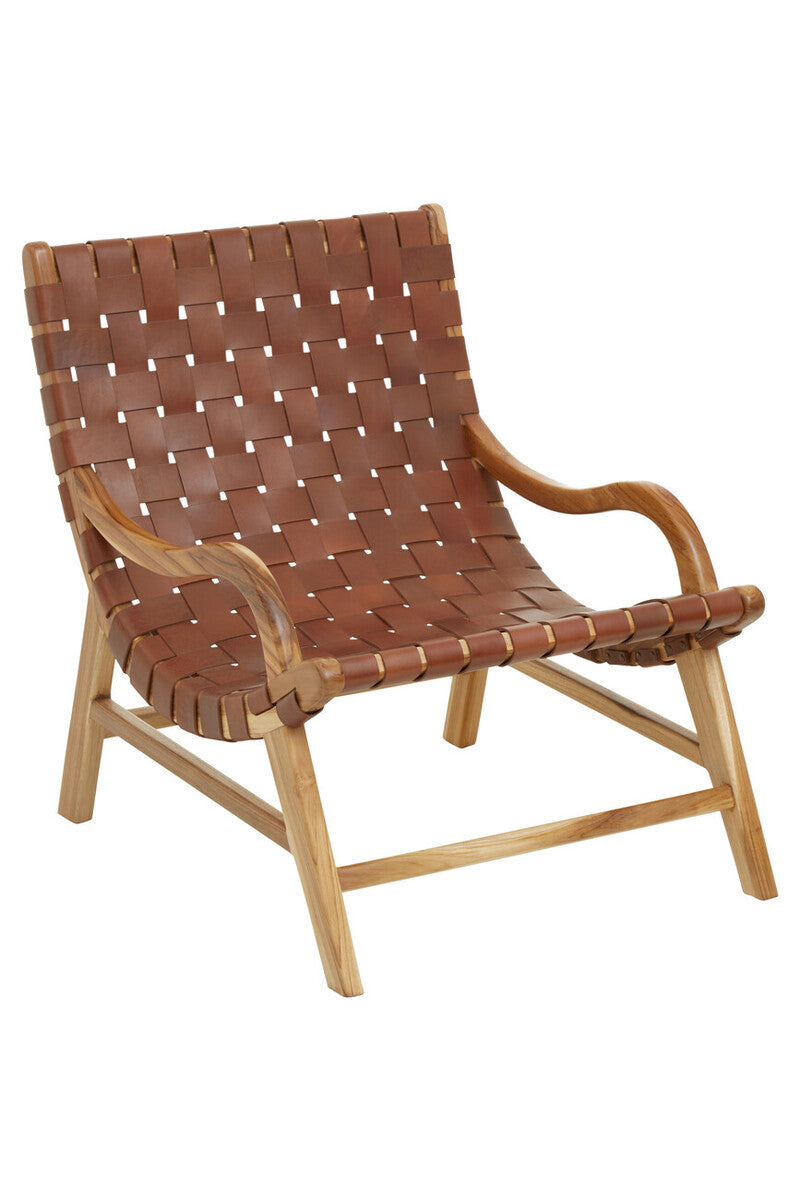 Kendari Brown Woven Leather Chair | Statement Piece