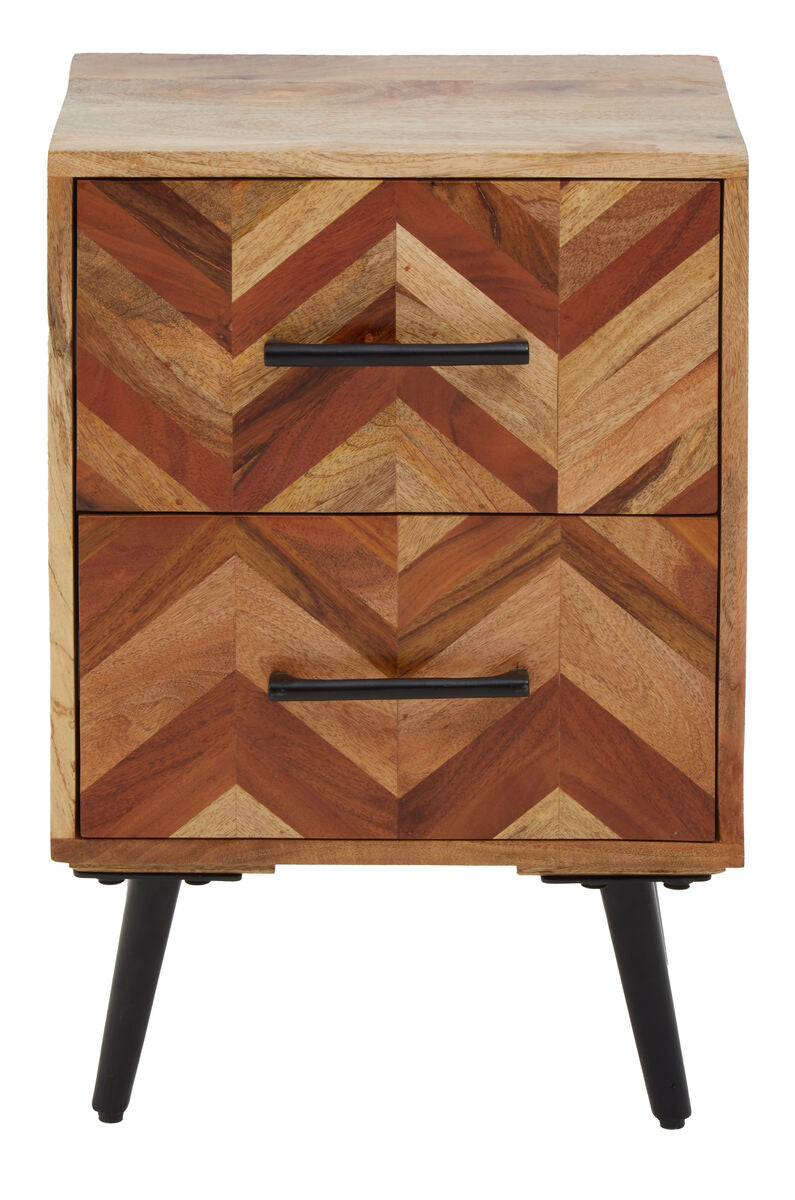 Boho Two Drawer Bedside Table In Mango Wood