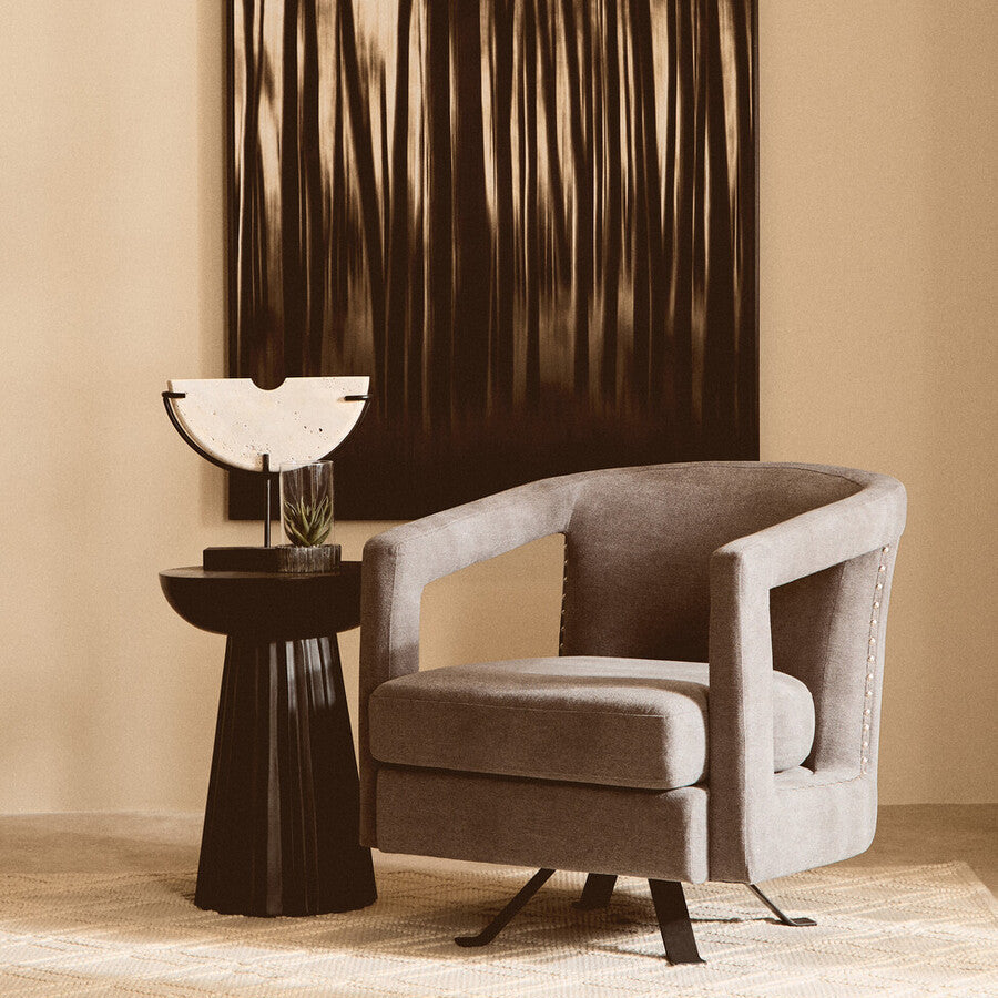 Hestia Ash Grey Velvet Swivel Chair| 360 Degree Swivel