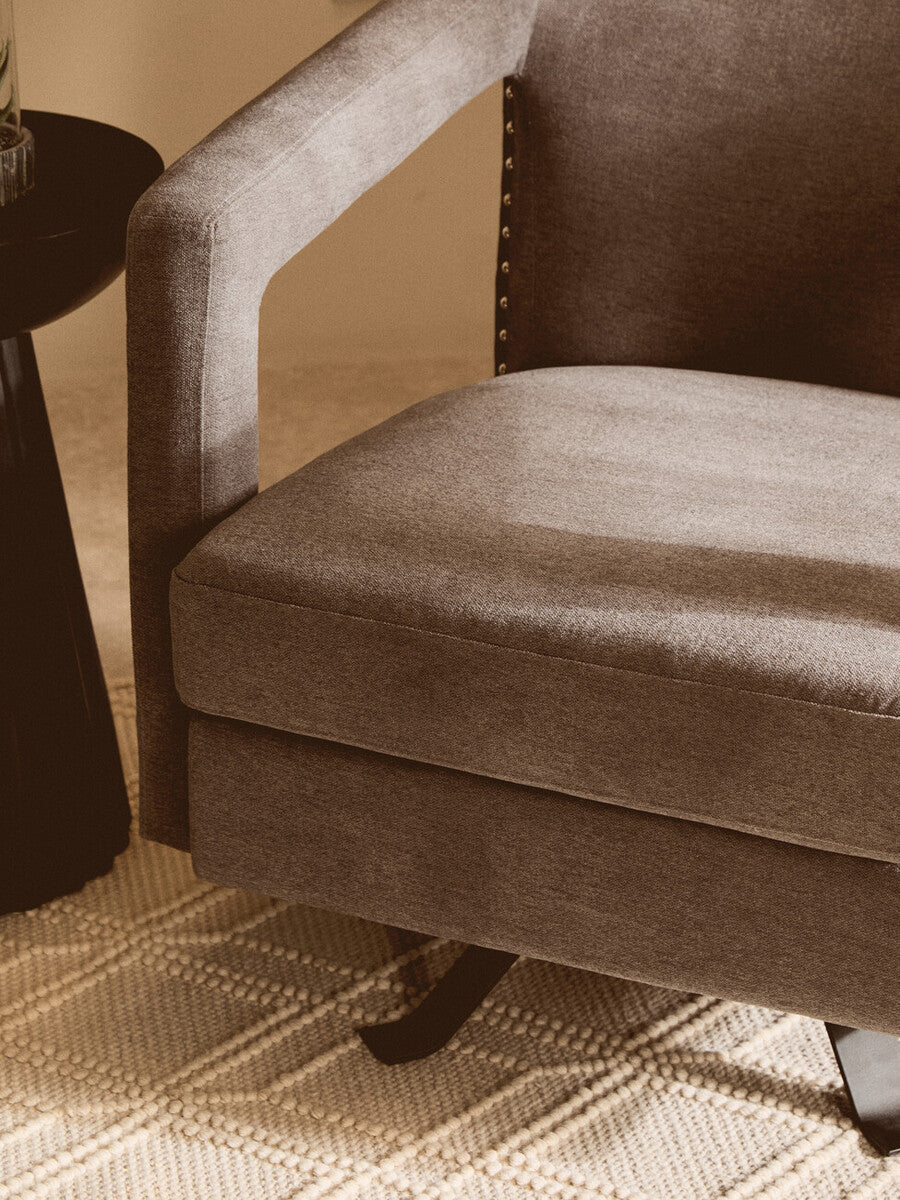 Hestia Ash Grey Velvet Swivel Chair| 360 Degree Swivel