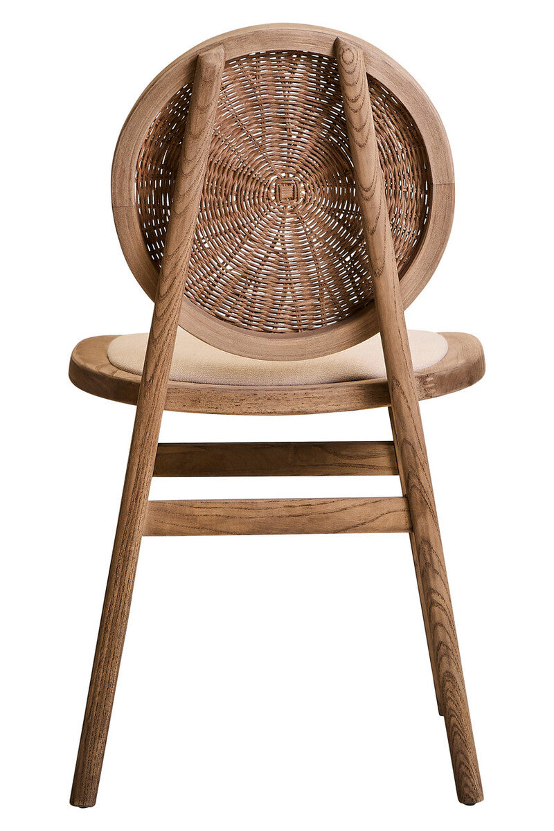 Cebu Beige Fabric and White Wash Elm Wood Dining Chair | Organic Elegance