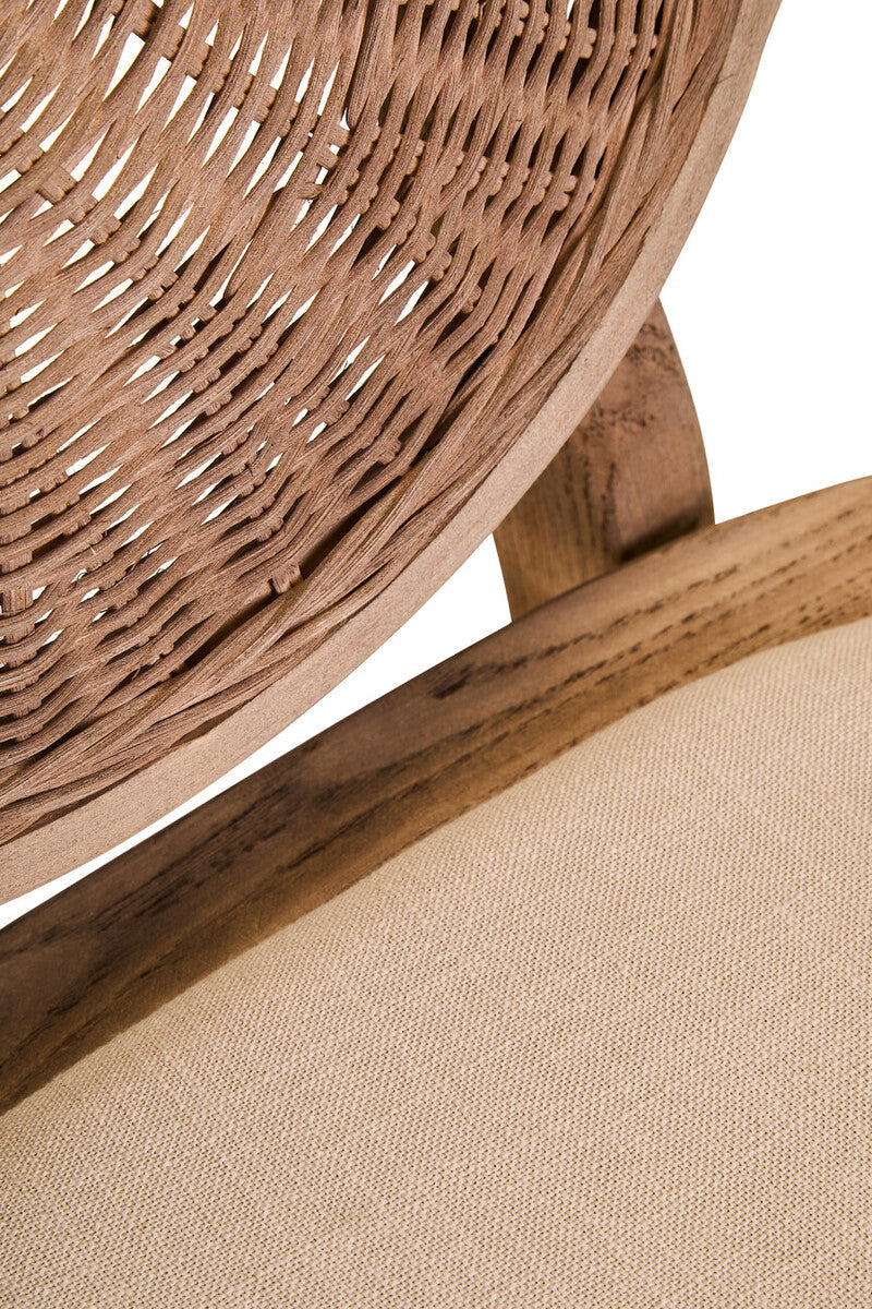 Cebu Beige Fabric and White Wash Elm Wood Dining Chair | Organic Elegance