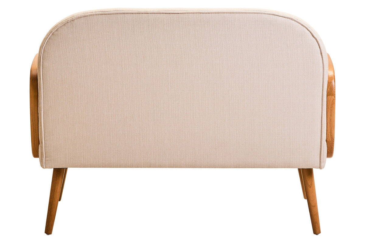 Cebu Sofa | 2 Seater Ivory Fabric and Cane | Elm Wood Legs