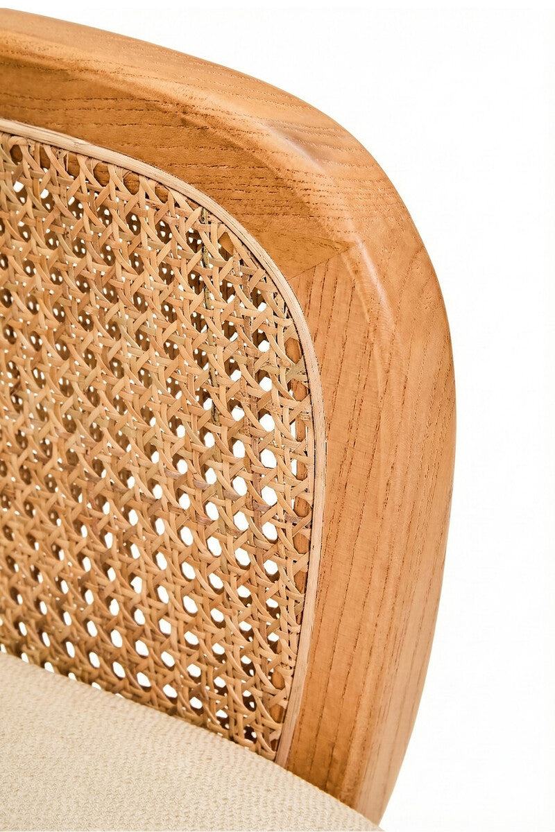 Cebu Sofa | 2 Seater Ivory Fabric and Cane | Elm Wood Legs