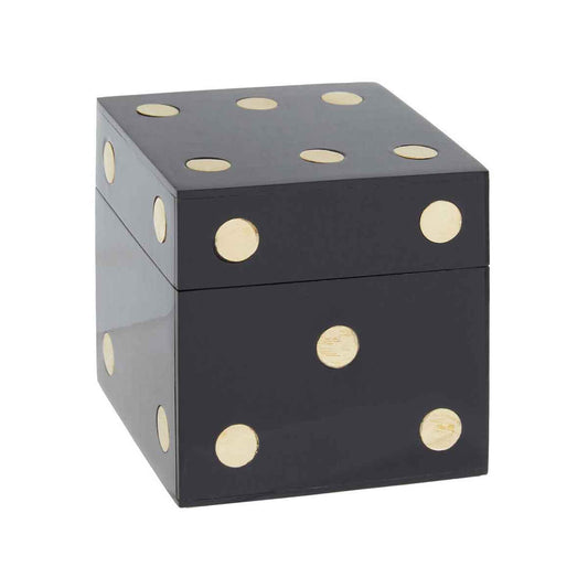 Black Dice Game Box | Set of 5 Dice | Black and Gold