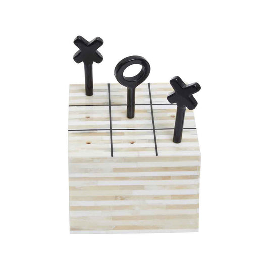 Orsina Noughts & Crosses Game | Handcrafted Cream and Black Bone
